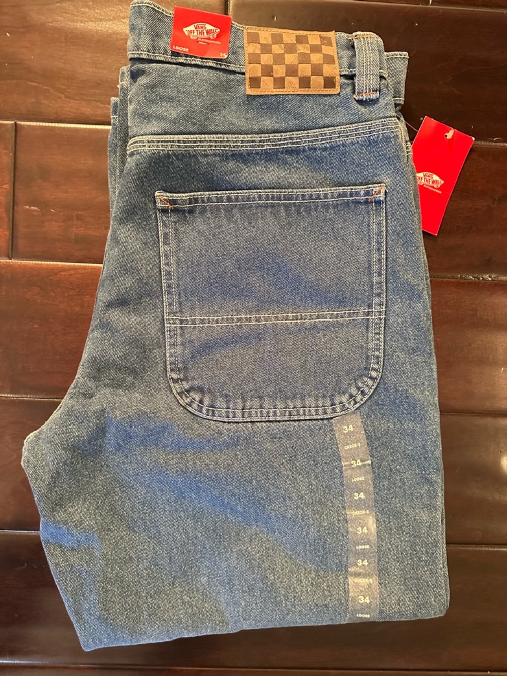 Vans Men's Blue Skate Check-5 Loose Fit Denim Jeans Size 34 100% Cotton